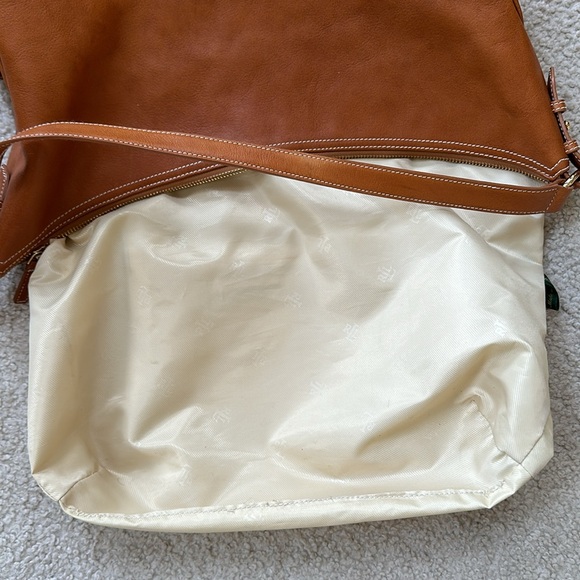 Lauren Ralph Lauren Classic Camel Leather Hobo - Picture 12 of 17